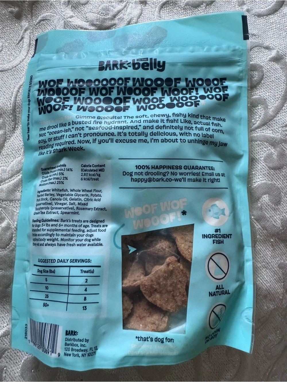 SEALED - Bark in the Belly Fish Recipe Dog Treats - No grain - Ex 08/2027